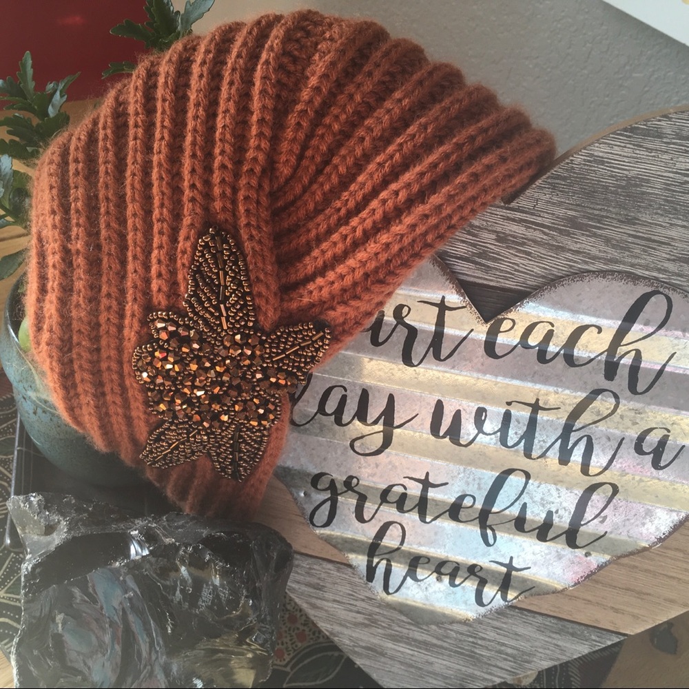 Embellished Turban Style Knit Hat